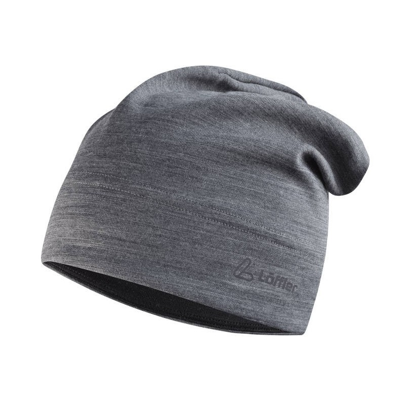 Lue Löffler Arista Merino Beanie grå melange Lue Löffler Arista Merino Beanie grå melange